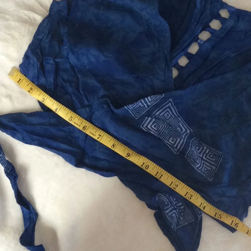 Aruba Tie Dye Crop Halter Wrap Top Lattice Back